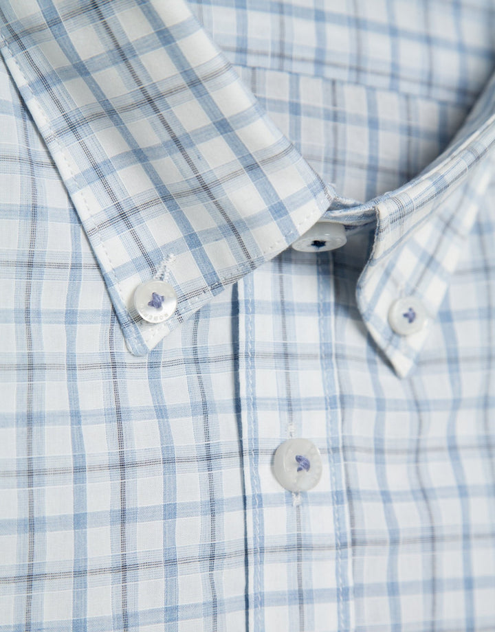 Shirts | Regular light blue checkered sport shirt by Spanish designer Roberto Verino
