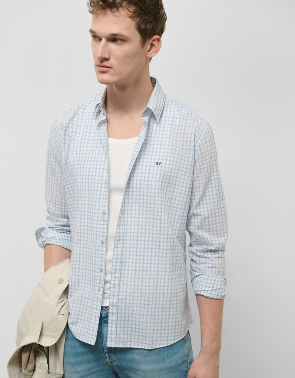 Shirts | Regular light blue checkered sport shirt by Spanish designer Roberto Verino