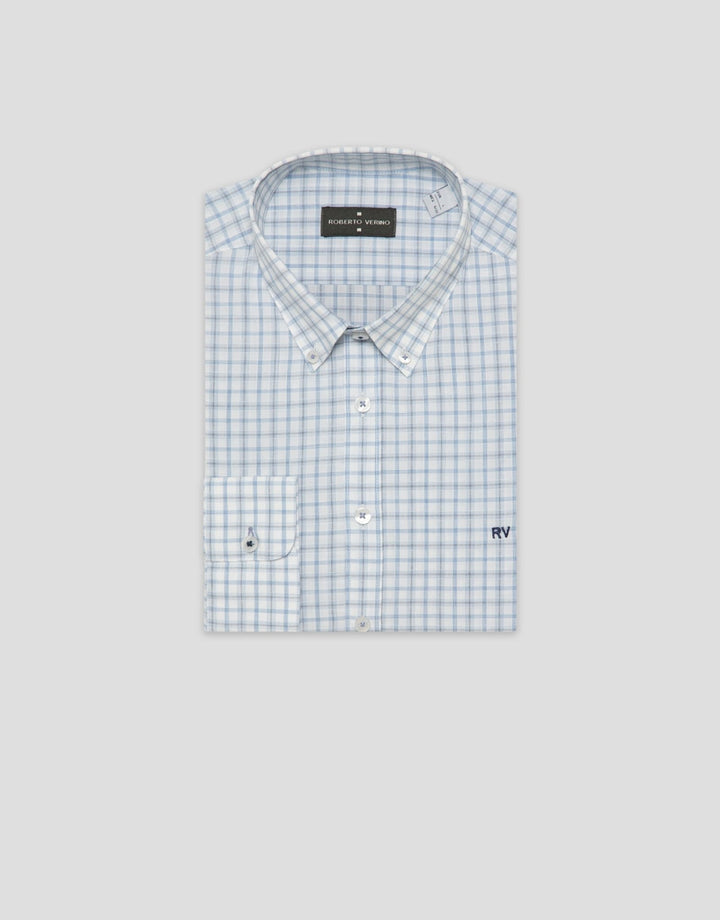 Shirts | Regular light blue checkered sport shirt by Spanish designer Roberto Verino