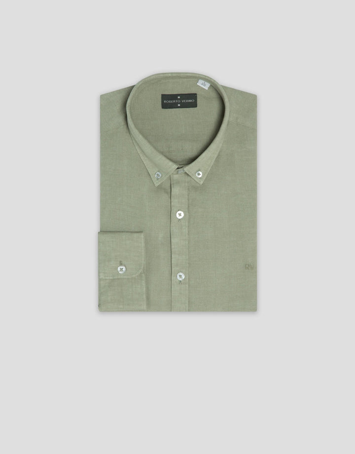 General | Regular white linen sport shirt by Spanish designer Roberto Verino
