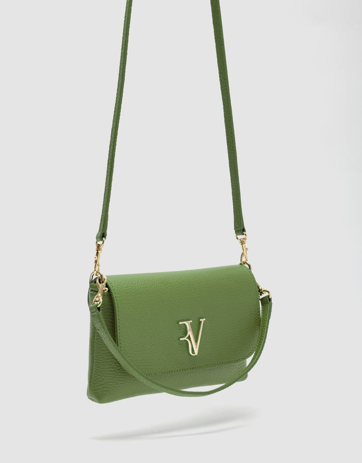 Handbags | Rita green leather handbag by Spanish designer Roberto Verino