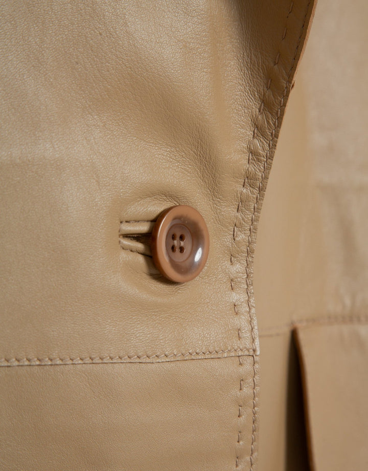 Jackets | Short beige nappa coat by Spanish designer Roberto Verino
