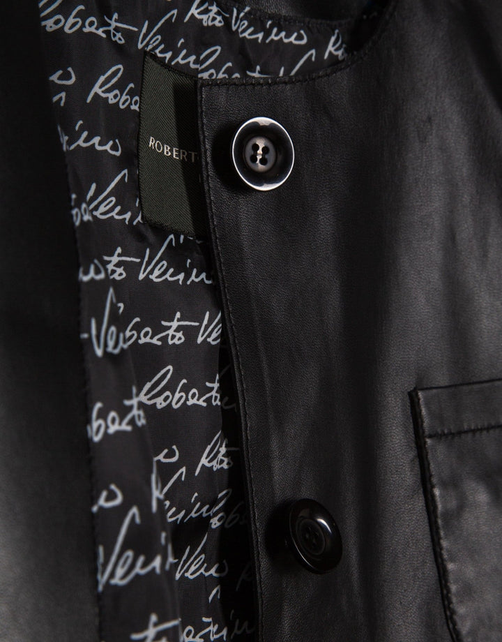 Jackets | Short black nappa jacket by Spanish designer Roberto Verino
