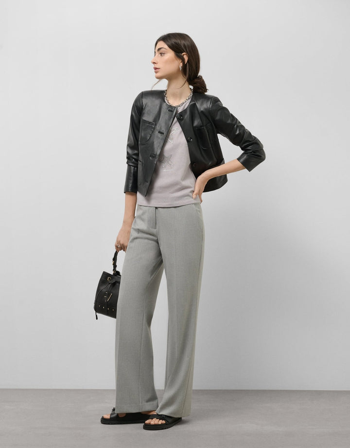 Jackets | Short black nappa jacket by Spanish designer Roberto Verino