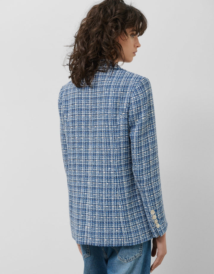 Jackets | Short blue tweed jacket with lurex threads and sequins by Spanish designer Roberto Verino