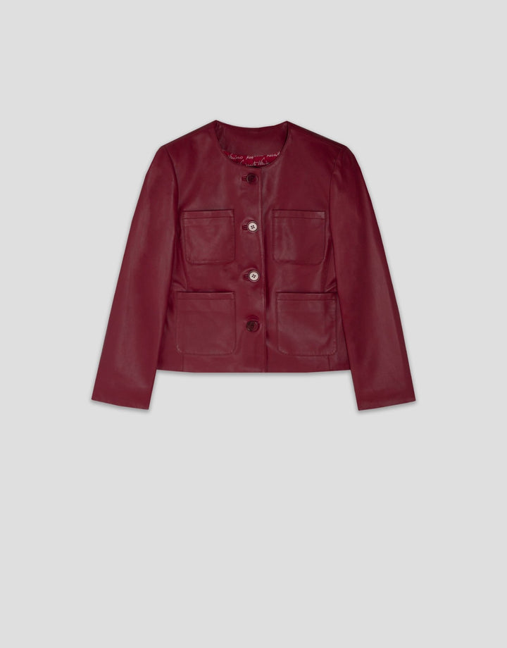 Jackets | Short red nappa jacket by Spanish designer Roberto Verino