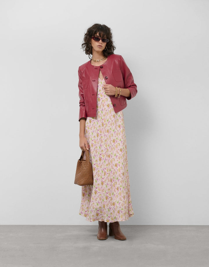 Jackets | Short red nappa jacket by Spanish designer Roberto Verino