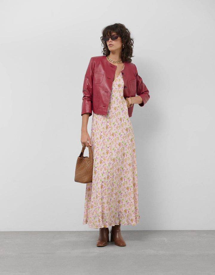 Jackets | Short red nappa jacket by Spanish designer Roberto Verino