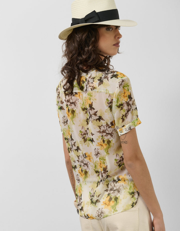 Shirts & Blouses | Short sleeve blouse in floral print crepe georgette by Spanish designer Roberto Verino