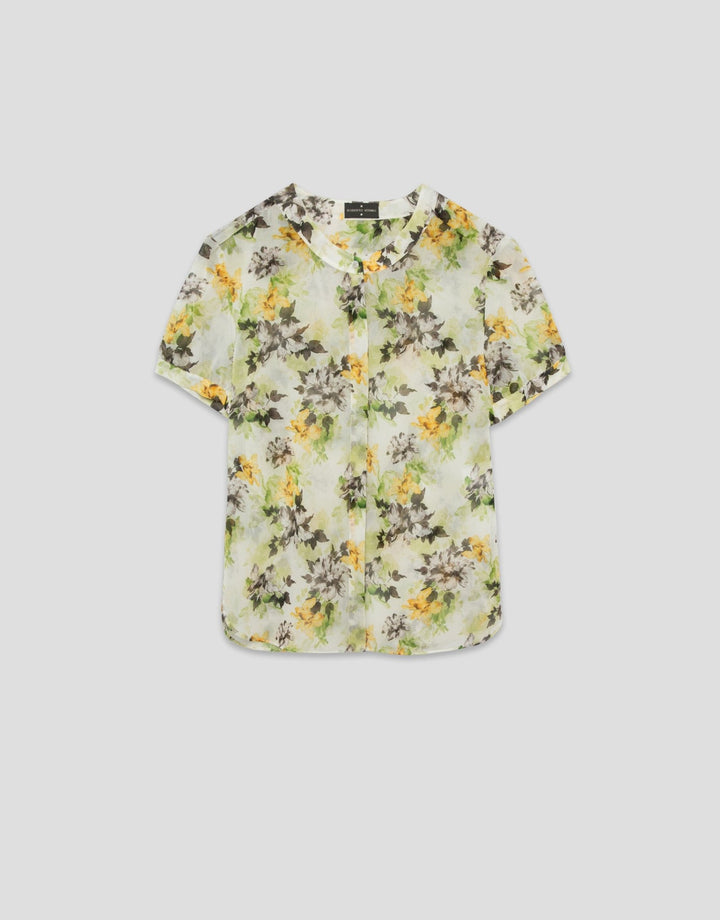 Shirts & Blouses | Short sleeve blouse in floral print crepe georgette by Spanish designer Roberto Verino