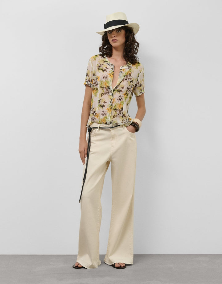 Shirts & Blouses | Short sleeve blouse in floral print crepe georgette by Spanish designer Roberto Verino