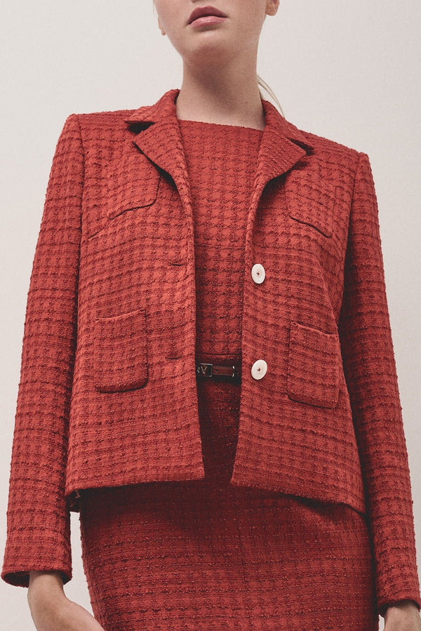 Knitwear | Short square tile - colored jacket by Spanish designer Roberto Verino