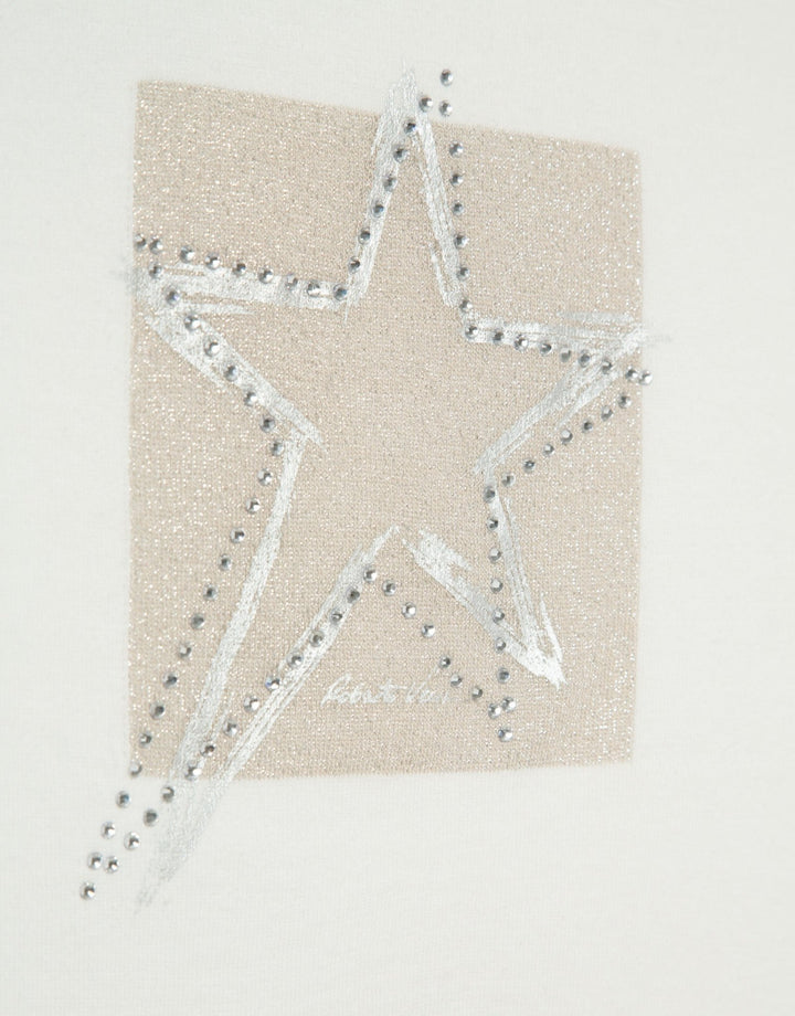 t-shirts | Silver star raw knit long sleeve t-shirt by Spanish designer Roberto Verino