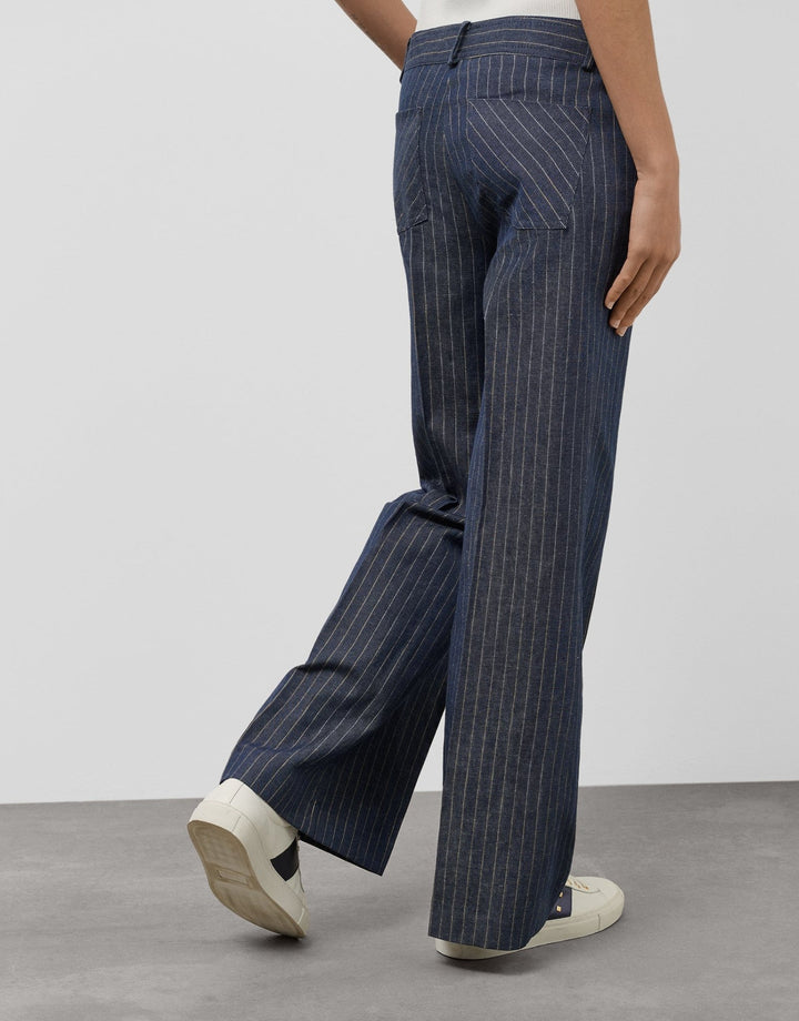 General | Straight denim and linen pants with gold outlines by Spanish designer Roberto Verino