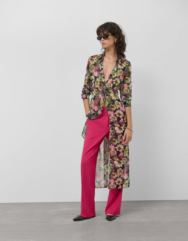 Pants | Straight raspberry crepe trousers by Spanish designer Roberto Verino