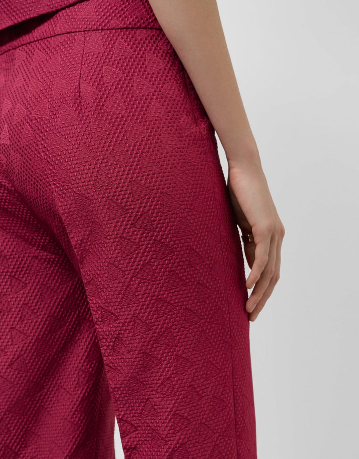 Pants | Straight raspberry piqué pants by Spanish designer Roberto Verino