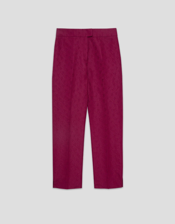 Pants | Straight raspberry piqué pants by Spanish designer Roberto Verino