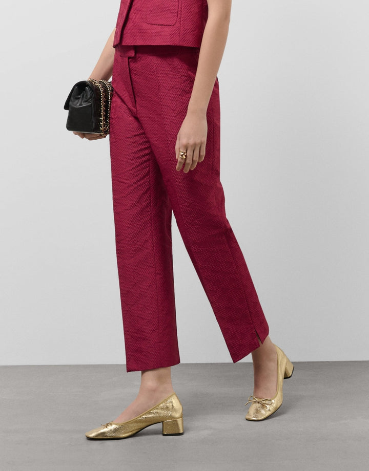 Pants | Straight raspberry piqué pants by Spanish designer Roberto Verino