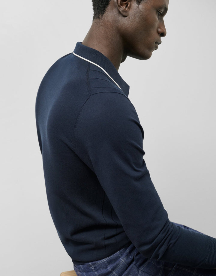 General | Structured navy knitted polo by Spanish designer Roberto Verino