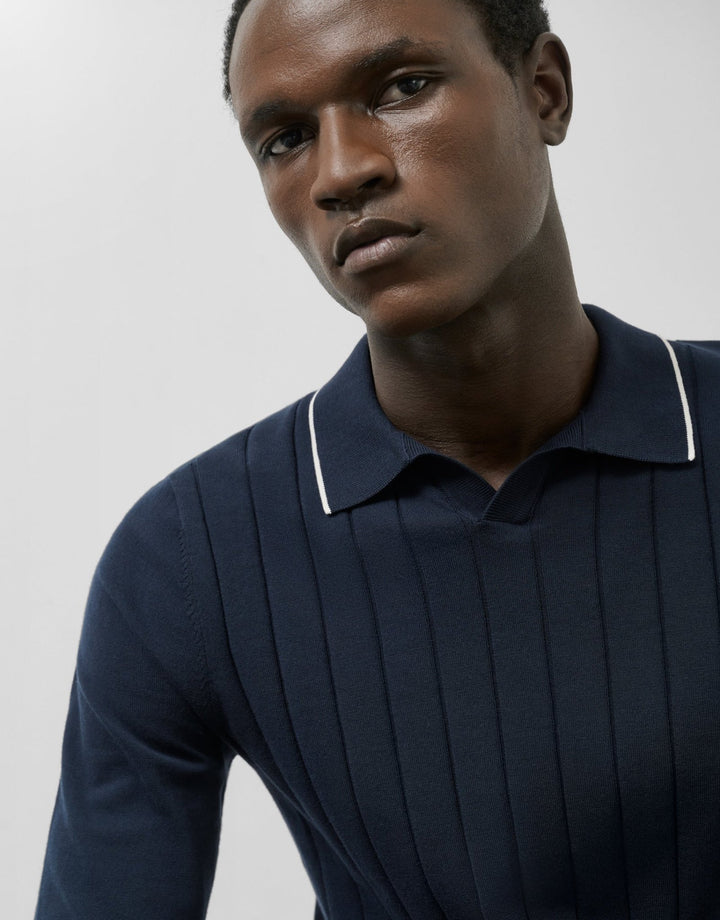 General | Structured navy knitted polo by Spanish designer Roberto Verino