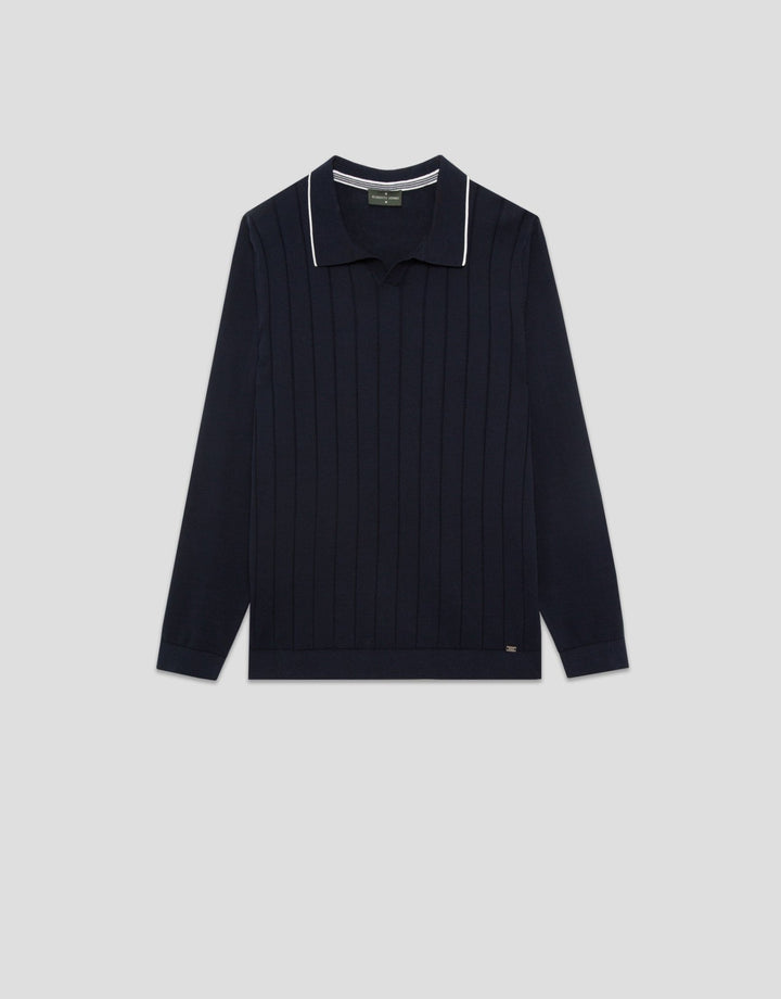 General | Structured navy knitted polo by Spanish designer Roberto Verino