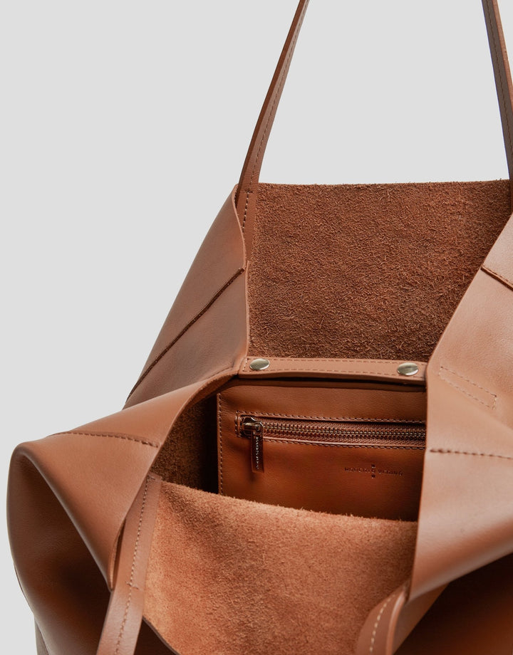 Handbags | Tan leather Megan Midi shopping bag by Spanish designer Roberto Verino