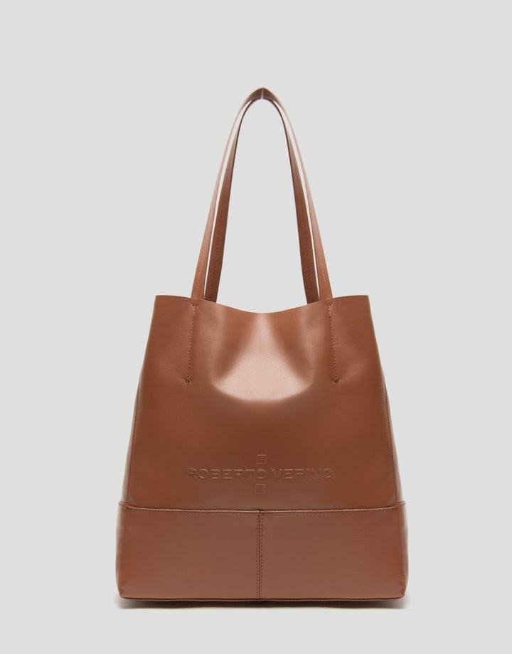 Handbags | Tan leather Megan Midi shopping bag by Spanish designer Roberto Verino