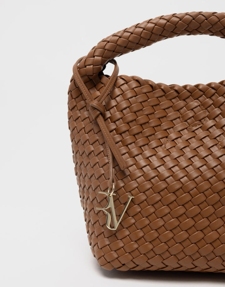 Handbags | Tan Midi Paula Hobo handbag with braided leather by Spanish designer Roberto Verino