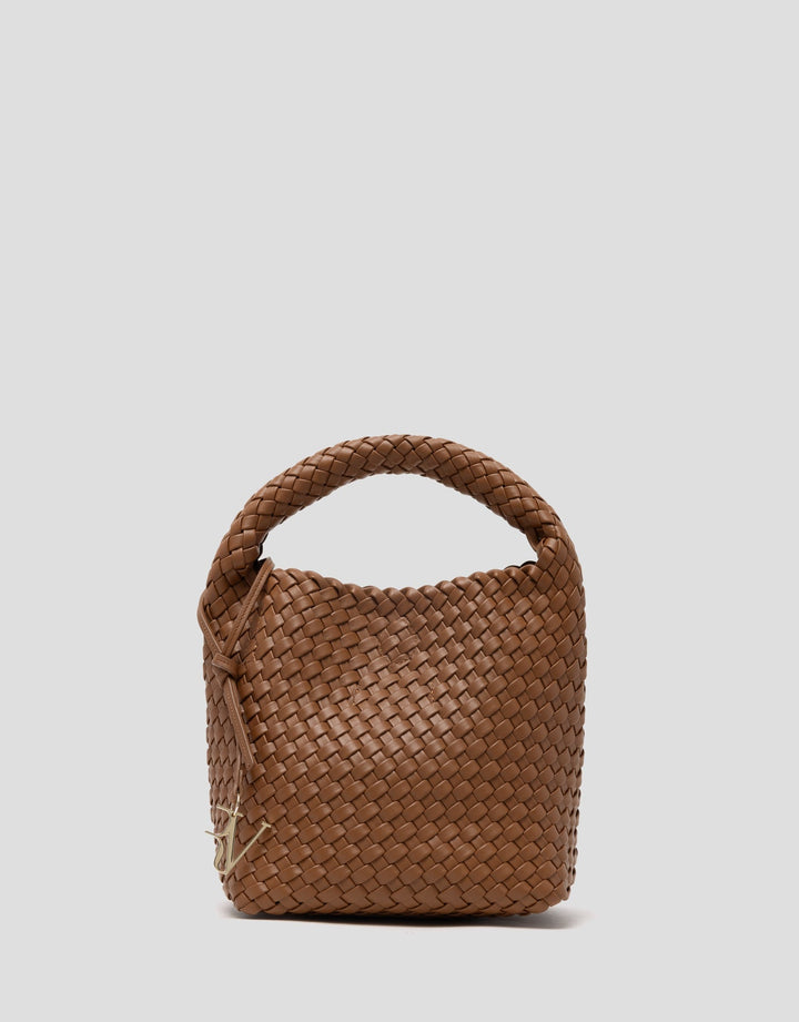 Handbags | Tan Midi Paula Hobo handbag with braided leather by Spanish designer Roberto Verino