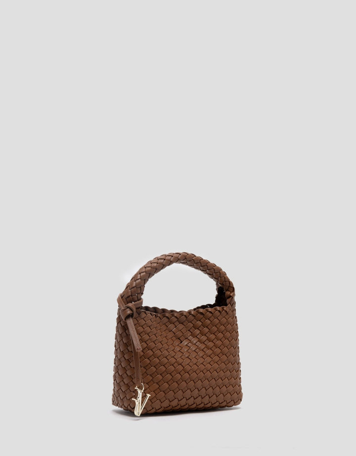 Handbags | Tan Paula Clutch bag with braided leather by Spanish designer Roberto Verino