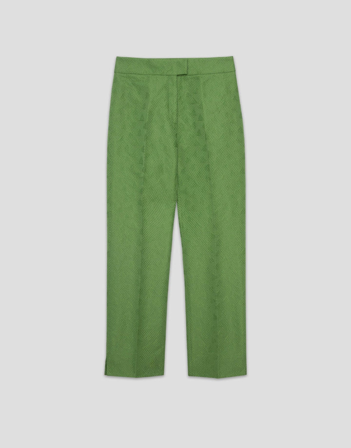 Pants | Wasabi green piqué straight pants by Spanish designer Roberto Verino