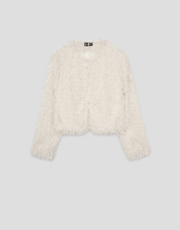 Jackets | White and silver fantasy fabric jacket by Spanish designer Roberto Verino