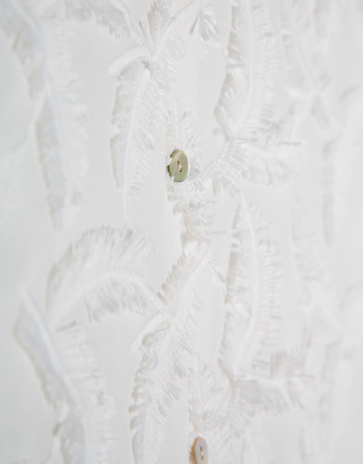 General | White cotton voile blouse with fill coupé feathers by Spanish designer Roberto Verino