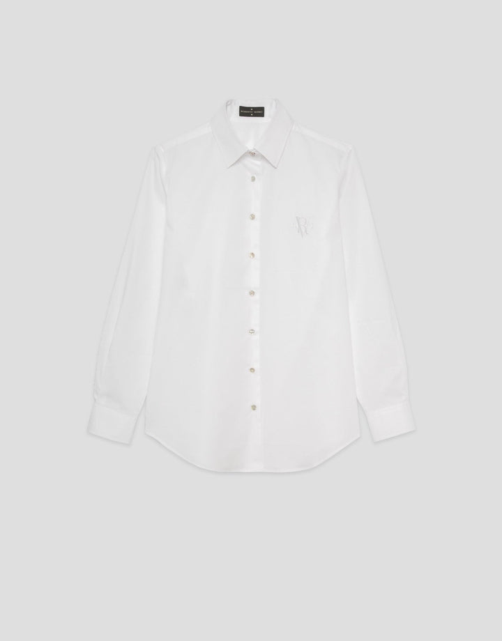 General | White men's cut shirt with embroidered logo by Spanish designer Roberto Verino