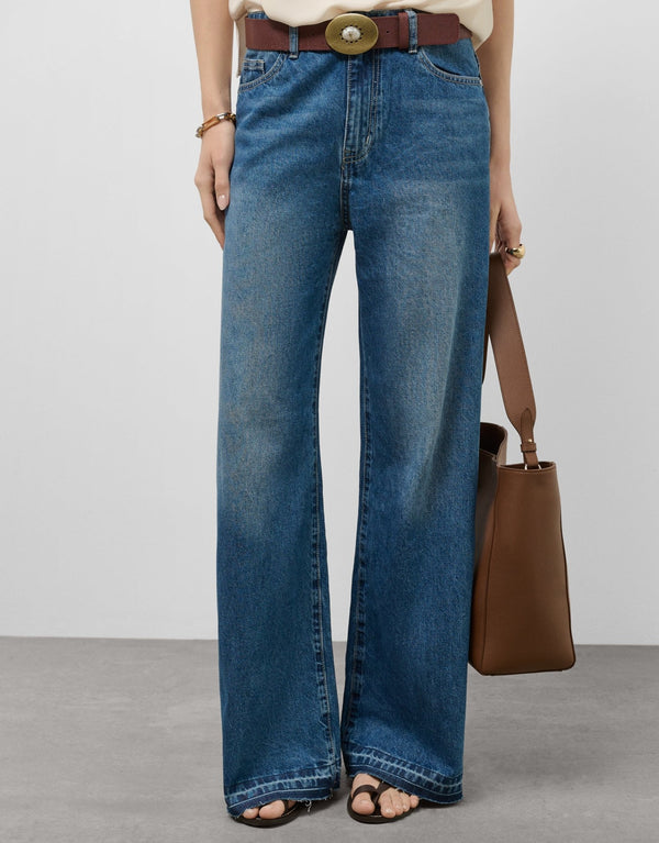 Pants | Wide leg blue jeans by Spanish designer Roberto Verino