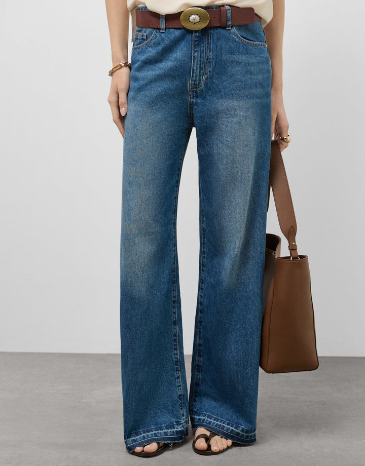 Pants | Wide leg blue jeans by Spanish designer Roberto Verino